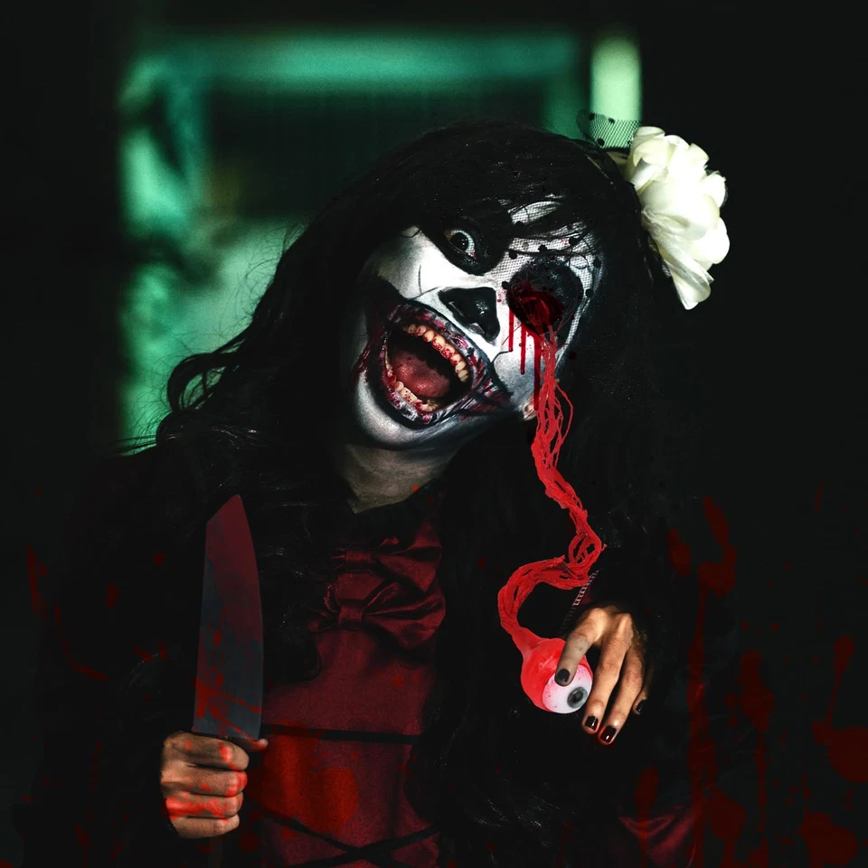 Feliz Halloween globos oculares falsos arrancados utilería horror realista verde Foto 3 de 4