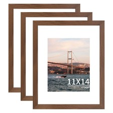 YESKAY 11x14 Brown Picture Frame 3-Pack for 8x10 Photos Wall Mount Display