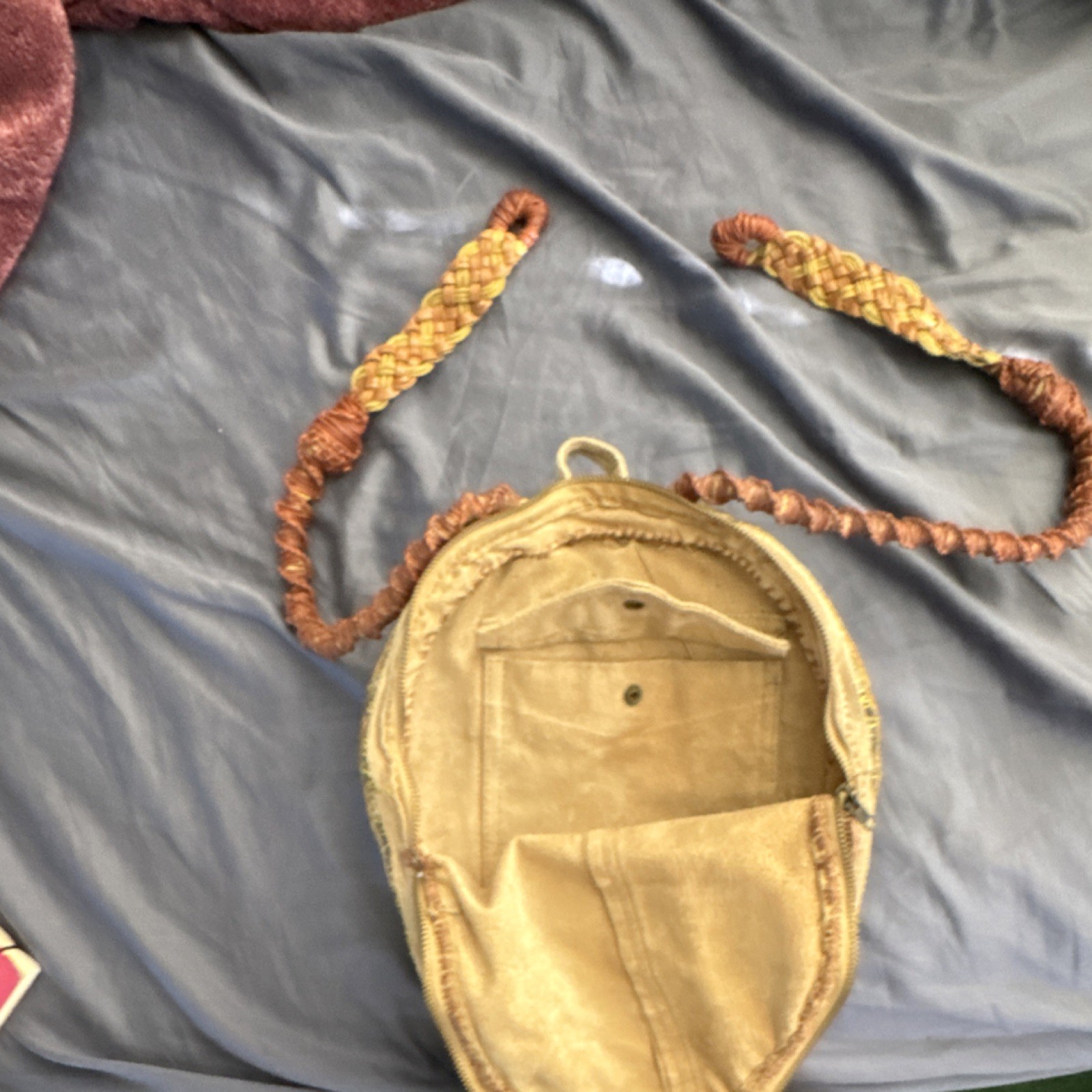 Handmade Turtle Shell Backpack Brown Beige with B… - image 3