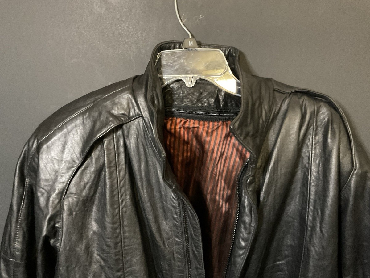 Tannery West Men's Black Leather 80S Jacket Size Medium Thinsulate