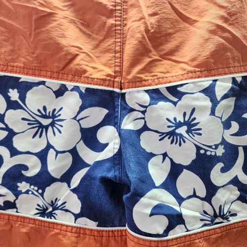 Diesel Men’s Orange & Navy Floral-Panel Swim Trunks Boardshorts – Size F - Picture 6 of 10