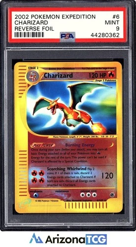 Pokemon 2002 Charizard 6/165 Reverse Holo Expedition PSA 9