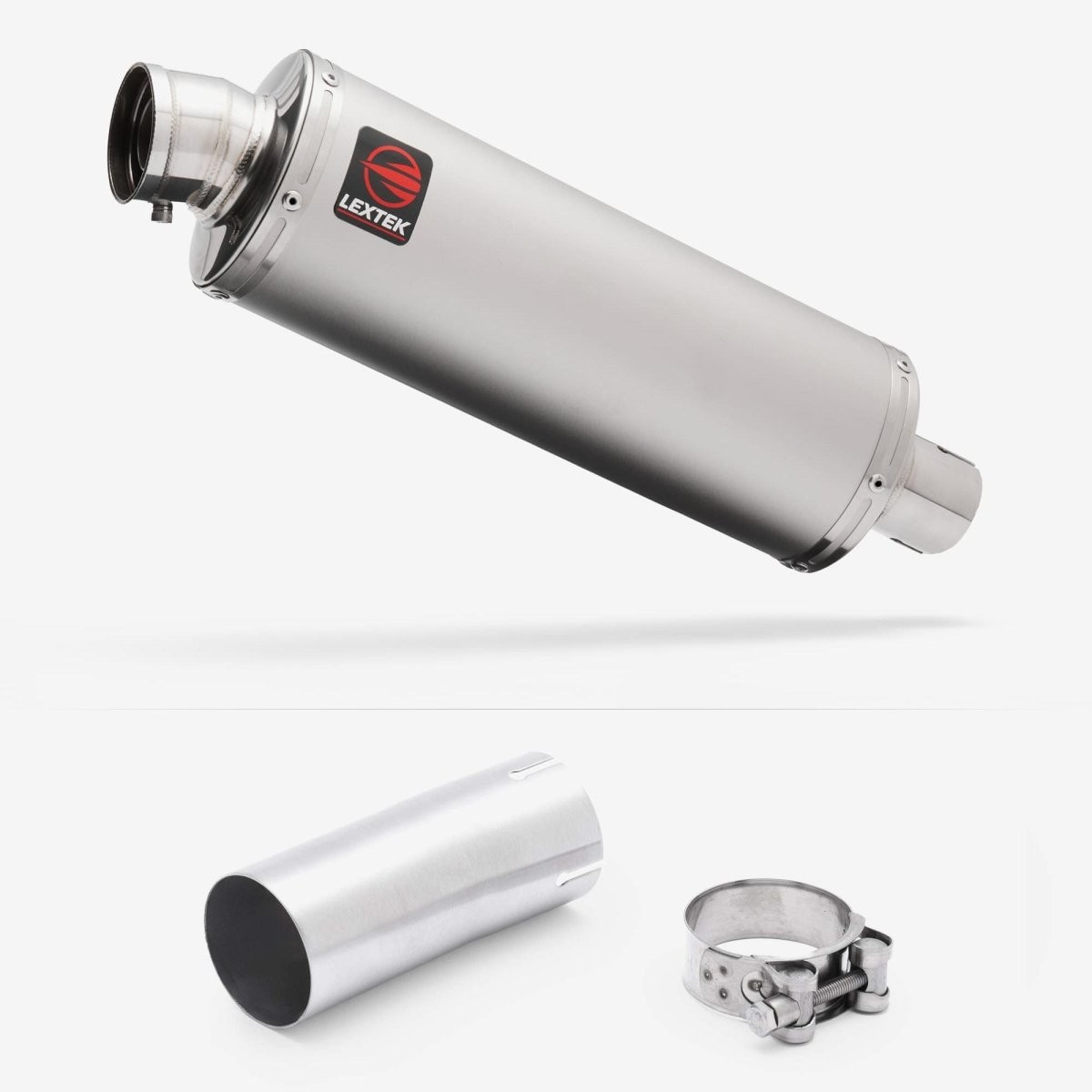Lextek Stainless Steel OP1 Matt 350mm Exhaust with Link Pipe Clamp-on Silencer