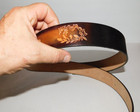 NEAT UNFINISHED 51" LONG LEATHER BELT WITH BUDWEISER BEER IN BROWN — photo 4