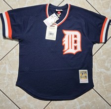 Camiseta deportiva Mitchell Ness Detroit Tigers Alan Trammel retro BP para hombre nueva con etiquetas M $100