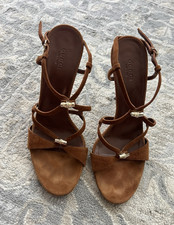 Gucci Vintage Brown Suede Strappy Ankle Strap Heels US 8.5