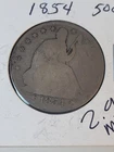 1854 Seated Liberty Silver Half Dollar Arrows 90% Silver 50C