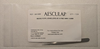 #ad Lot of 2 New AESCULAP MA198R Micro Forceps Jewelers #3 X Fine 5mm 110mm $49.99