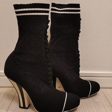 FENDI Sock Boots Shoes EU 36 US 6 Knit Black US TAX Included