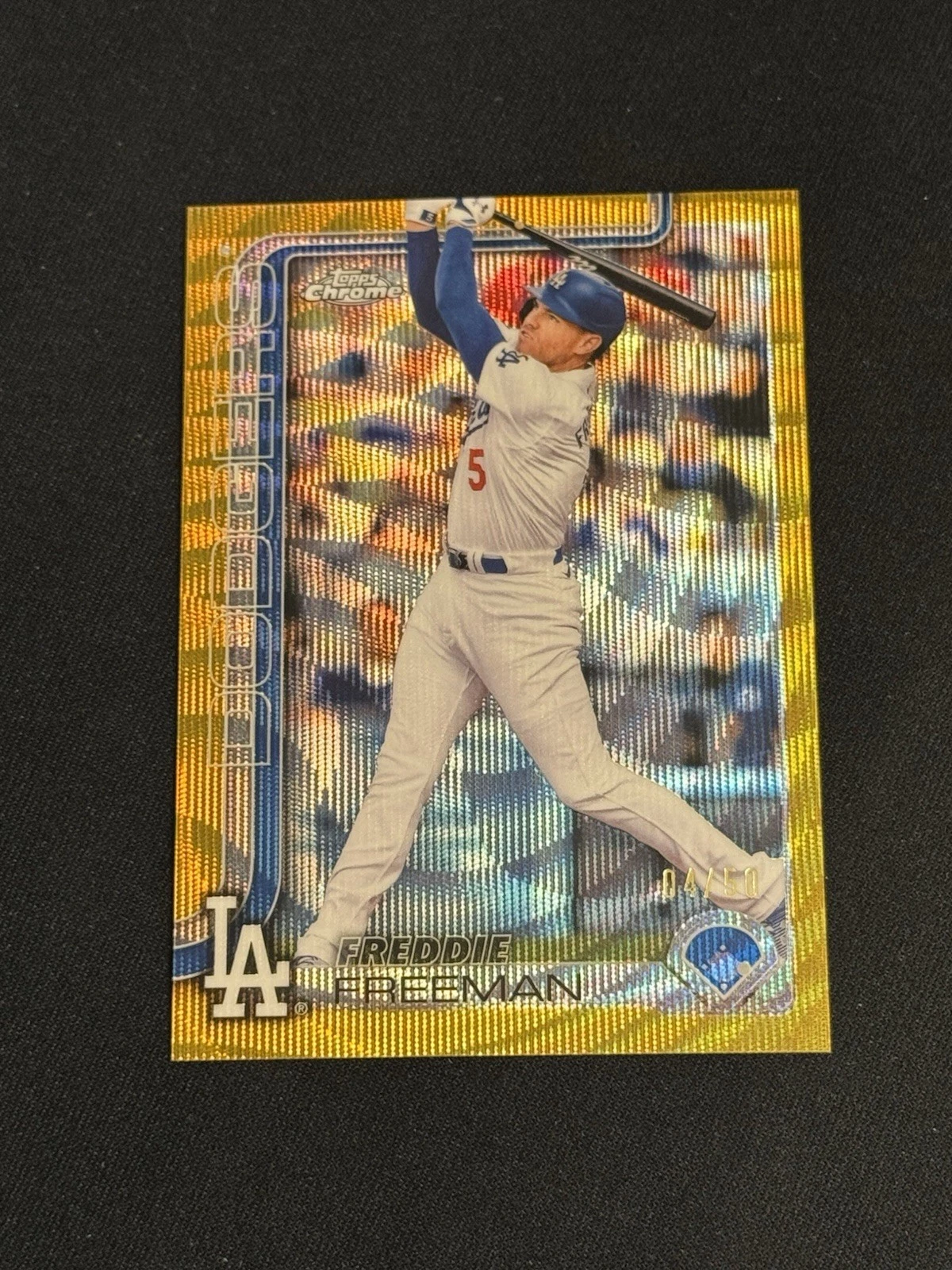 2025 Topps Chrome Freddie Freeman Gold Wave Refractor, Serial #04/50