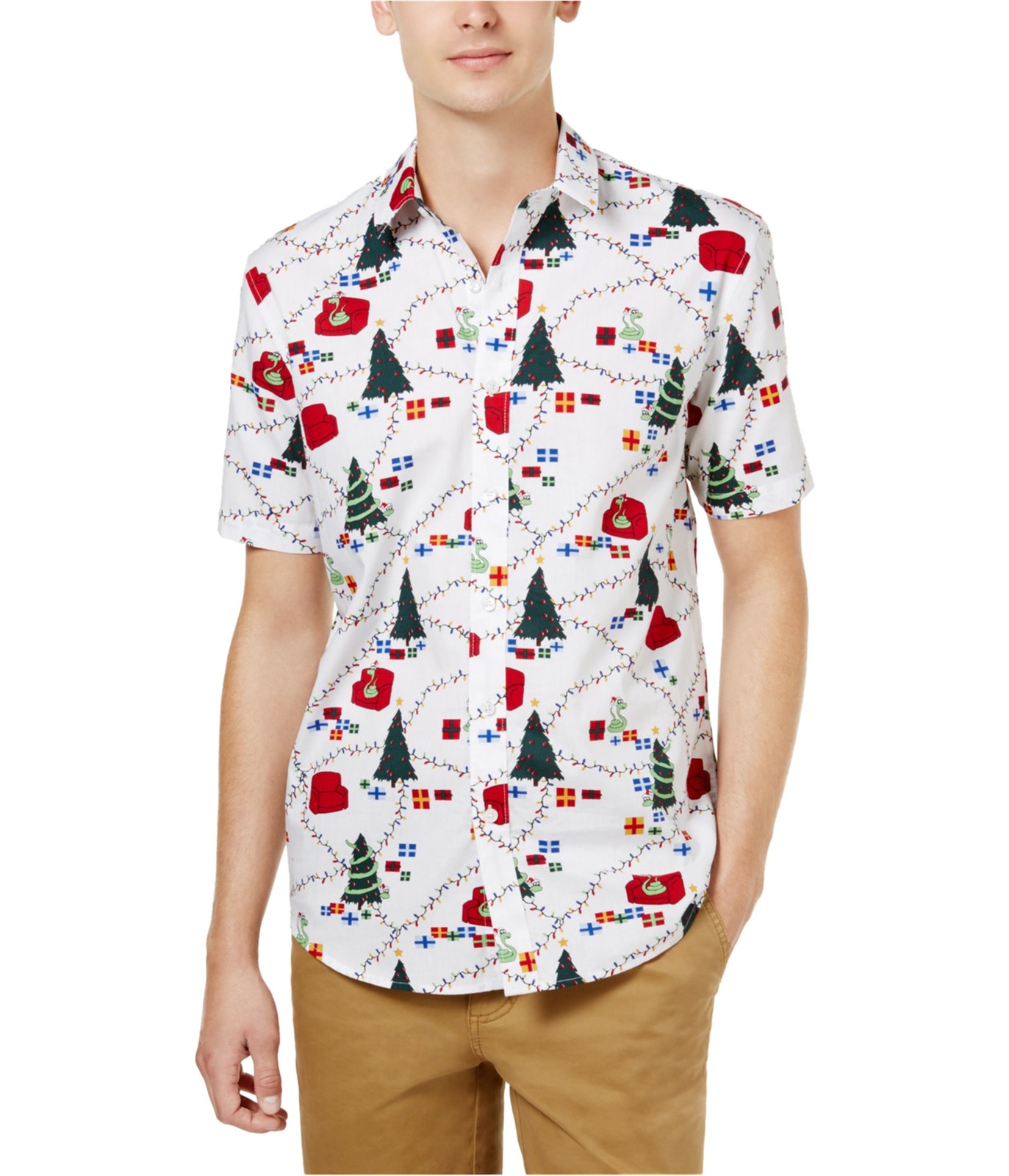 Мужская приталенная рубашка на пуговицах Sneaky Snake от American Rag белая XX-Large 4290₽