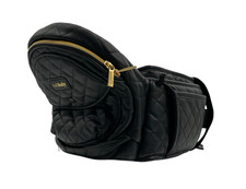 Tushbaby Hip Seat Baby Carrier Black Quilted Vegan Leather Gold Zip Adjustable