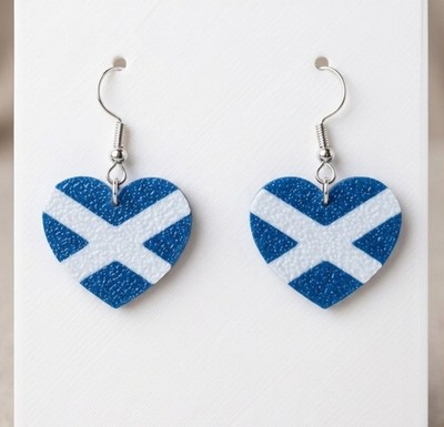 Herz-Ohrhänger schottische Flagge Schottland Saltire Geschenk leicht UK