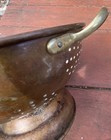 Vintage Copper Colander Strainer Brass Handles Pedestal Footed — photo 3