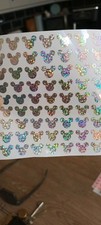 Vinyl Silver Glitter Holographic  Mickey Mouse Disney Stickers .63 Per Sheet