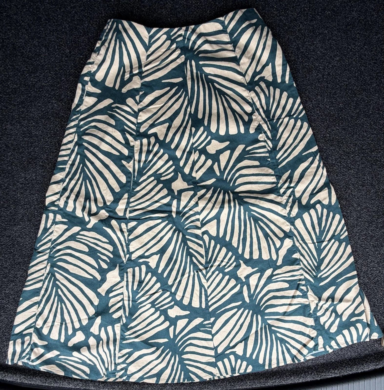 Banana Republic Factory Linen-Blend Seamed Midi Skirt Green Botanical Print S 2