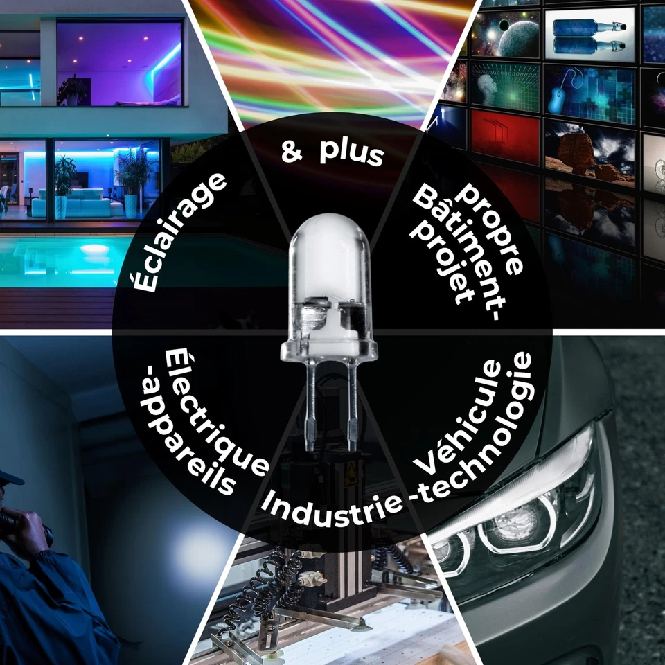 LED Diodes électroluminescentes 5mm couleur Bleu Ultra-lumineux 5000 mcd 100 ... - Photo 3/4