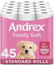 Andrex Family Soft Toilet Tissue 45 Rolls (Previously Andrex Gentle Clean) Gentl