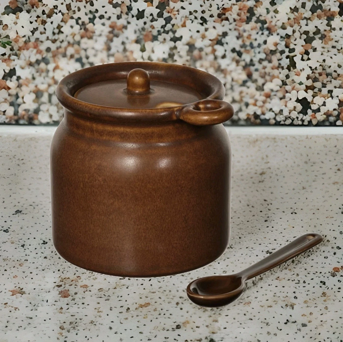 IKEA KÖSSEBÄR Jar With Spoon & Lid Ceramic Brown 10.1oz Jam Jar
Opens in a new window or tab