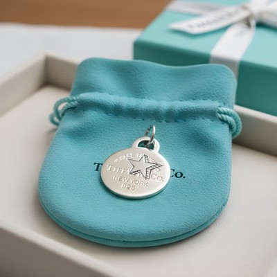 Tiffany & Co. Return To Tiffany großer runder geätzter Stern Charm  US-Verkäufer  NEU