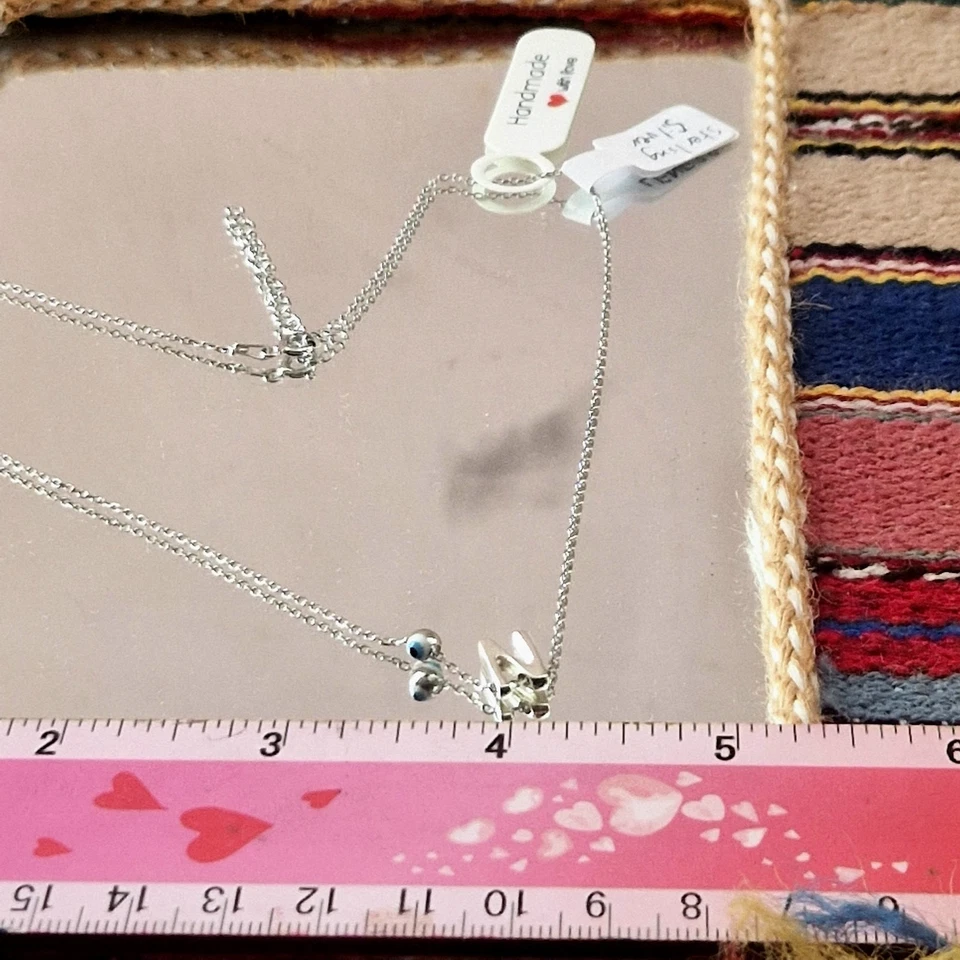 925 Серебряный инициал N персонализированный ожерелье ручной работы подарок с сглаз подвеска - Изображение 3 из 4