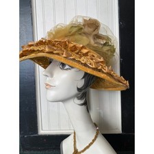 vintage 1960s wide brim straw hat rose petals 60s fashion tulle netting kentucky