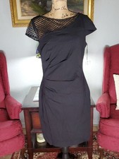 Calvin Klein Black One-Shoulder Mesh Yoke Dress SIZE 10