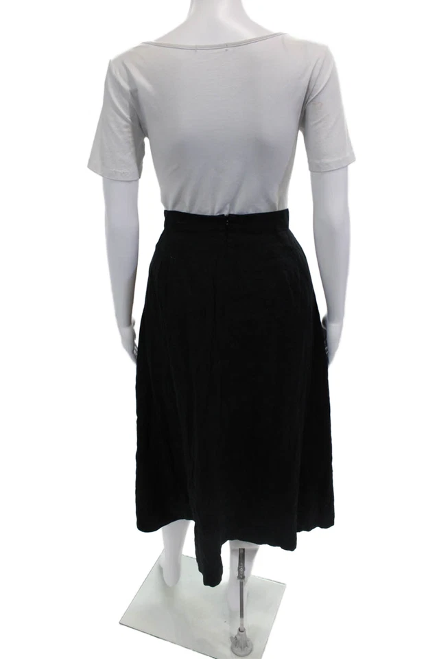 Falda plisada Banana Republic para mujer línea A negra lino rayón talla 8 Foto 3 de 4