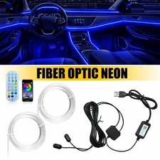 LED Neon Light Trim Glow Optic Fiber Strip Interior Ambient Lighting Kit.APP T