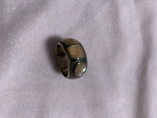 Vintage Silver Inlay Mexico Shell Band Ring - Size 7