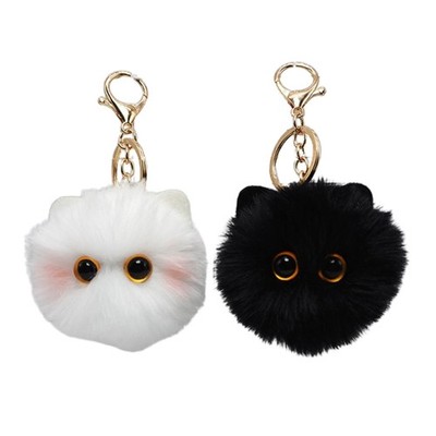 Cartoon Cat Bag Pendant Lovely Fluff Stuffed Keychains Cute Plush Ball Ornaments