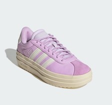 Adidas Womens VL Court Bold Platform Shoe Size 7.5 Cream  Lilac - New