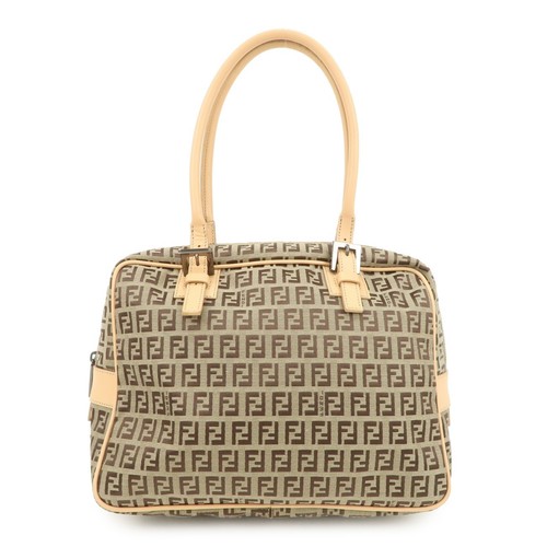 FENDI Zucchino Canvas Hand Bag Shoulder Bag Brown 8BN005 Authentic Used