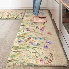 Anti Fatigue Kitchen Mats, Farmhouse Kitchen Rugs Sets of 2, Non Slip Waterpr...