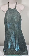 Sherri Hill Sleeveless Strap Open Back Mini Electric Aqua Women's Dress Size 10