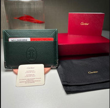 Cartier Green Leather Double Card Holder Wallet   Must de Cartier - New In Box