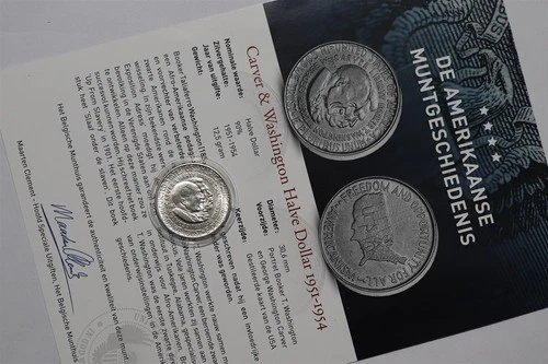 🧭 🇺🇸 USA HALF DOLLAR 1954 CARVER/WASHINGTON SILVER WITH COA B89 #12 CG44