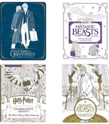 NEW 4 x  Fantastic Beasts Harry Potter Magical Colouring CELEBRATORY GRINDELWALD
