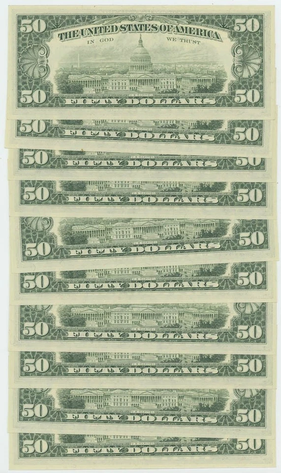 FR. 2121B $50 1981A Federal Reserve Notes 10 Consecutive New York DC-6253 - Image 2 of 3