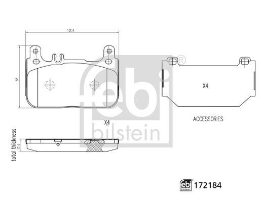 FEBI 172184 BRAKE PAD SET DISC BRAKE Front