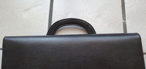 Borsa a Mano in Pelle Nuova Vintage Anni '60 π Classica Nera manico retraibile - Foto 9 di 11