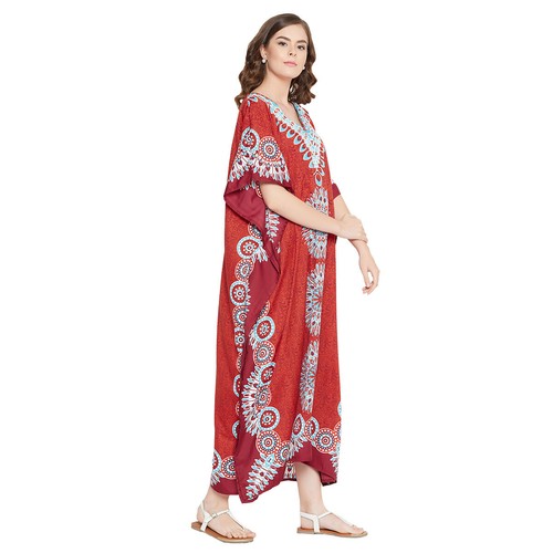 Women Kaftan Casual Maxi Dress Kimono Sleeve Evening Gown Beachwear Sundress - Picture 445 of 452