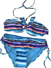 Xhilaration Bikini Brilliants Colors Botton New Top Worn Once Bandeau Size S
