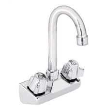 DuraSteel Commercial Hand Sink Faucet - 4 Inch Center Wall Mount Hand Wash Si...