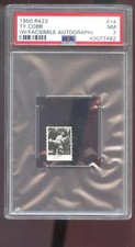 1950 R423 #14 Ty Cobb PSA 7 Graded Baseball Card Game Strip Orange Yes Facsimile