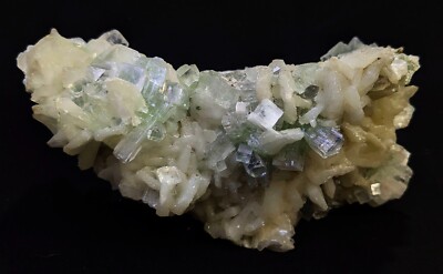 Light green apophyllite cubes W/ stilbite bleads formation of Indian mineral