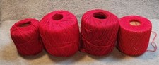4 Balls of Used Cotton Yarn Various Colors of Red