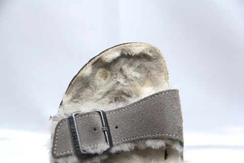 Birkenstock Shearling Arizona Sandals Womens Sz EU 39 US 8 Gray Lined Two Strap - Picture 6 of 10