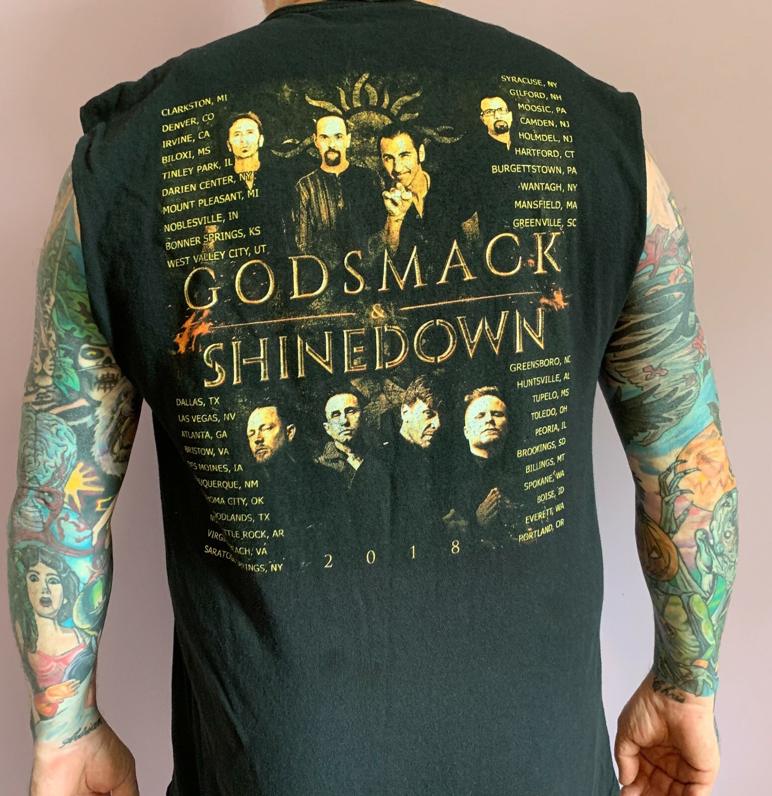 2018 SHINEDOWN GODSMACK Tour Shirt Unisex T Shirt (L