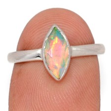 Natural Faceted Ethiopian Opal 925 Sterling Silver Ring Jewelry s.7 CR74920